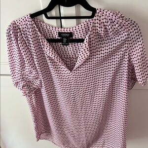 Jones New York Pink Puff Sleeve Blouse